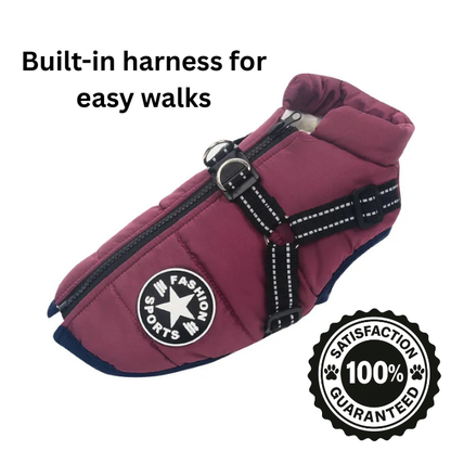 Waterproof Dog Jacket with Built-In Harness