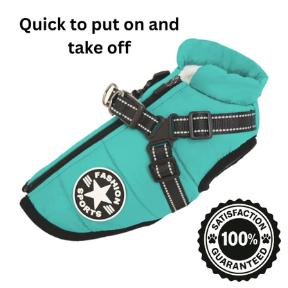 Waterproof Dog Jacket with Built-In Harness