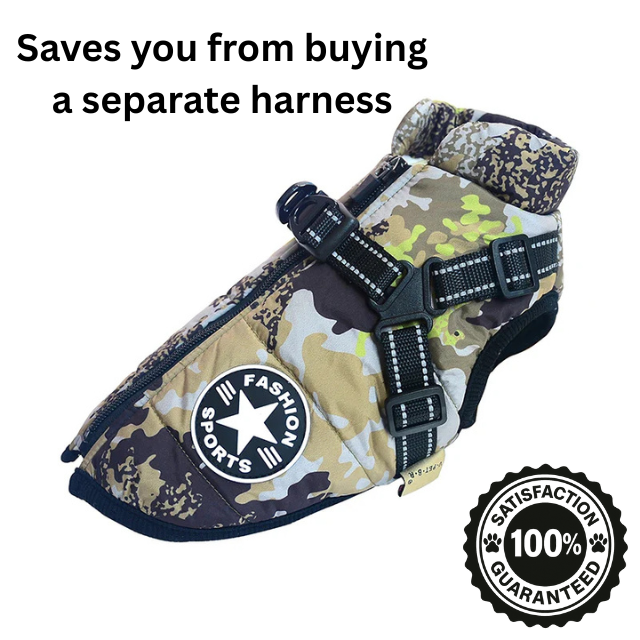 Waterproof Dog Jacket with Built-In Harness