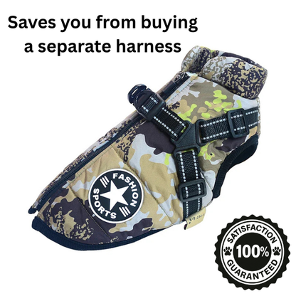 Waterproof Dog Jacket with Built-In Harness