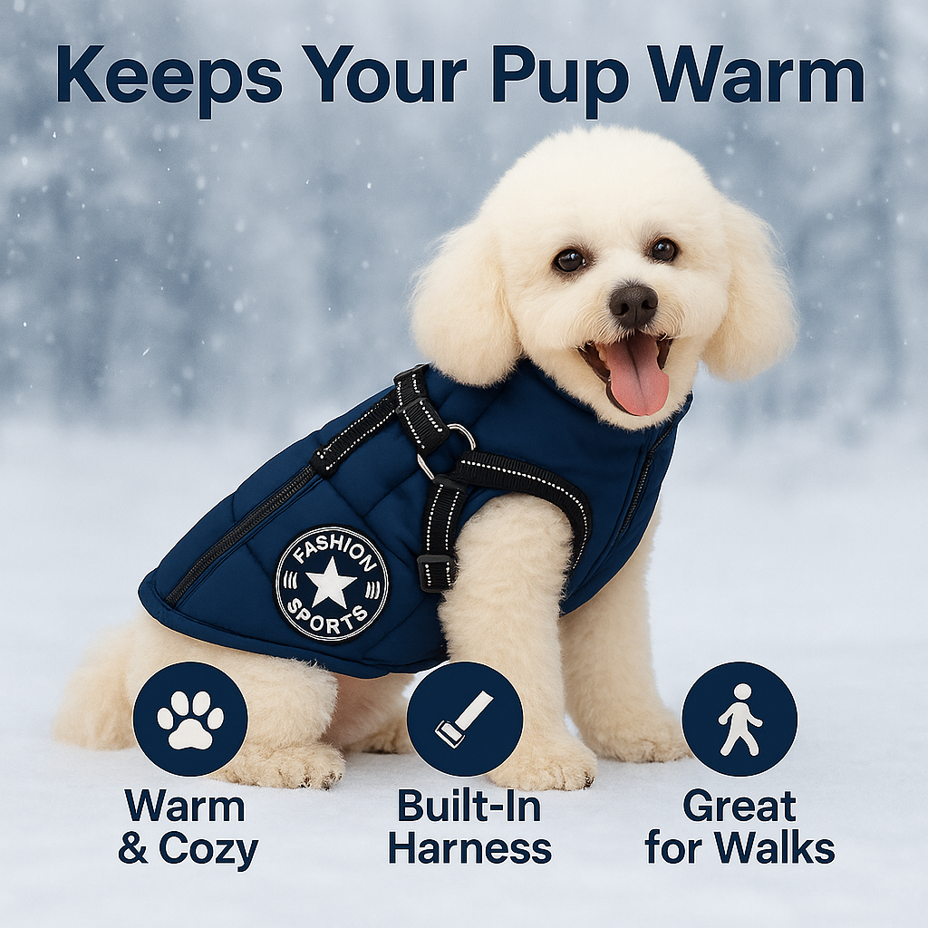 Waterproof Dog Jacket with Built-In Harness